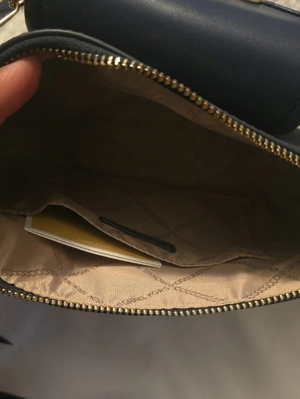 Michael Kors Navy Logo Crossbody with Gold Chain